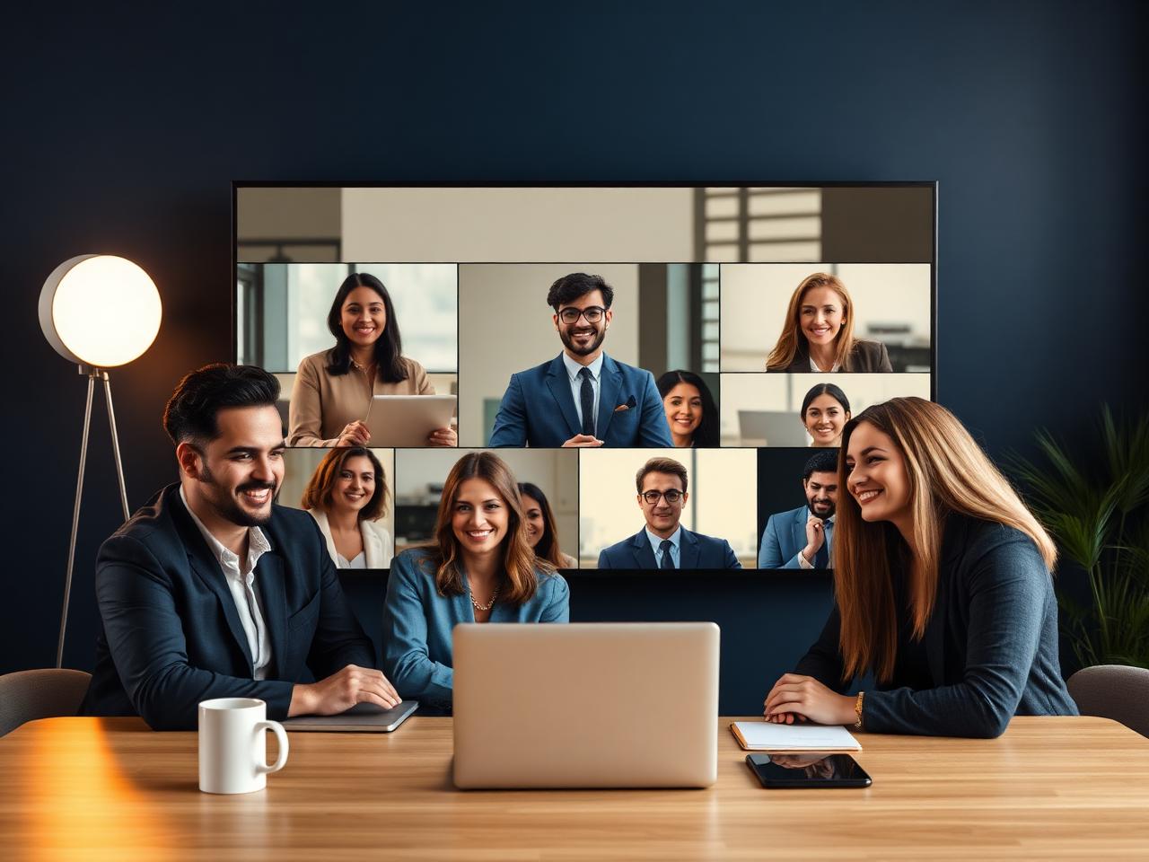 Tutors and students collaborating on a video call