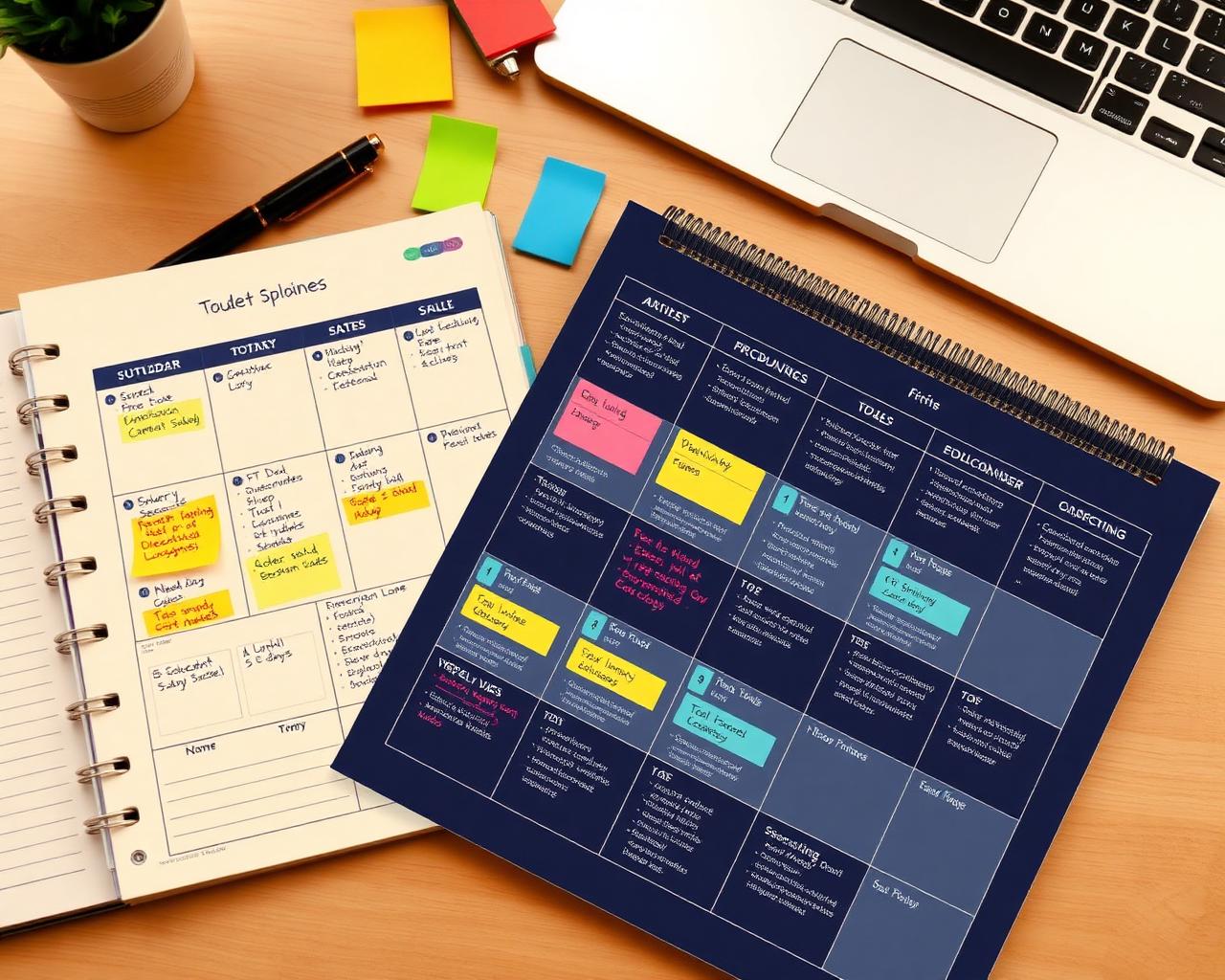 Weekly study planner with milestones and sticky notes